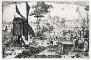 Das Torfstechen (dorflandschaft Mit Windmuhle UndTorfstechern)