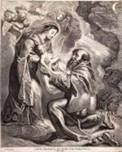 Ein Heiliger Empfangt Das Jesuskind by Cornelius de Visscher