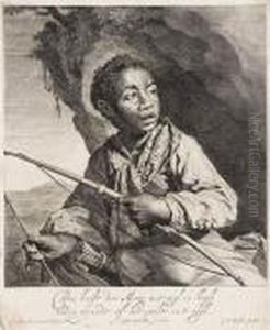 Portrait D'un Jeune Noir Tirant A L'arc. by Cornelis Ii Visscher