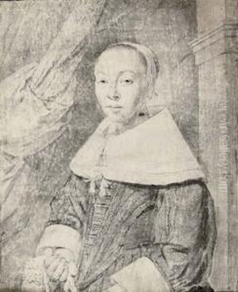 Portrait Of A Young Lady, Half-length, Wearing A Bonnet And A Lace Collar - view 1