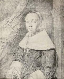 Portrait Of A Young Lady, Half-length, Wearing A Bonnet And A Lace Collar by Cornelis Ii Visscher