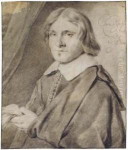 Portrait D'homme En Buste, Tenant Des Gants by Cornelis Ii Visscher