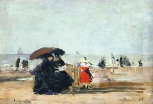 Trouville, Beach Scene III by Eugene Boudin