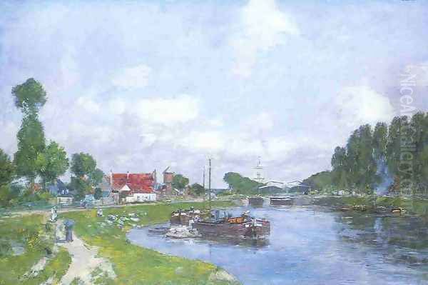 Barges on the Canal, Saint-Valery-sur-Somme - view 1