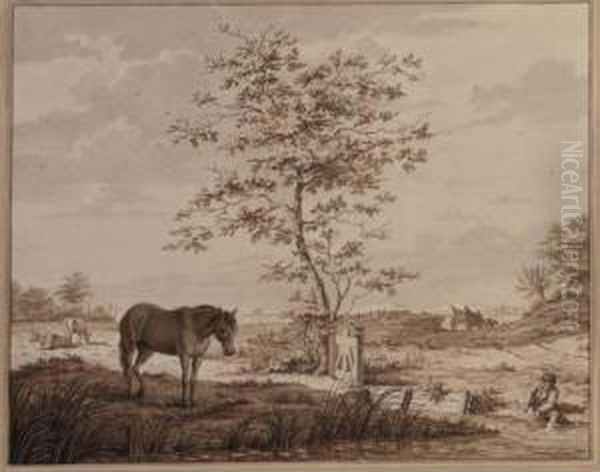 Landscape With A Horse And A Boy With His Feet In A Pond - view 1
