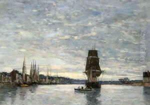 View of the Harbor at Trouville by Eugene Boudin