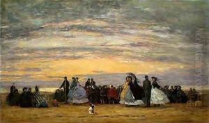 The Beach at Villerville by Eugene Boudin