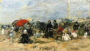Trouville, Beach Scene V by Eugene Boudin