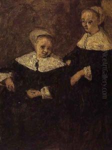 Two Woman (after Adriaen van Ostade) by Eugene Boudin