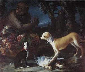 Two Hunting Dogs With Dead Game by Candido Vitali
