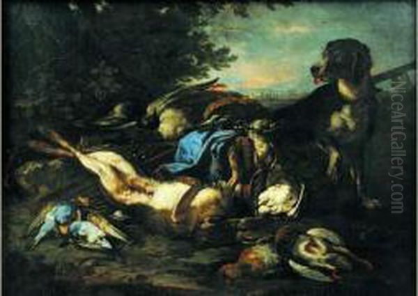 Trophees De Chasse Gardes Par Un Chien - view 1