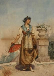 Peasant Woman With A Red Fan Peasant Woman With A Red Fan