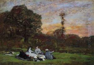 Luncheon on the Grass, the Family of Eugene Manet by Eugene Boudin