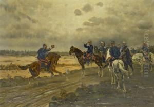 Meldereiter Bringt Franzosischem General Mit Seinem Stab Schlechtenachricht by Jules Vittaly