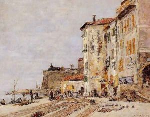 Quay at Villefranche by Eugene Boudin