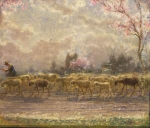 Gregge E Pastore A Primavera by Carlo Vittori