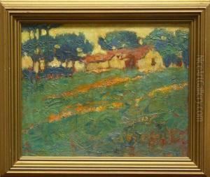 House On The Hillside With Poppies by Calthea Campbell Vivian