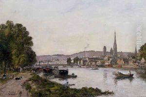 Rouen, View over the River Seine by Eugene Boudin
