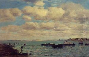 Camaret, Fishermen and Boats by Eugene Boudin