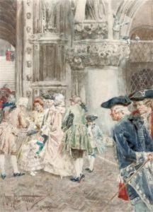 Gossiping Outside A Venetian Church by Giuseppe Vizzotto Alberti