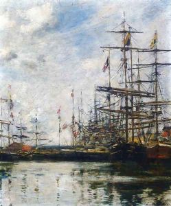 The Port, Ships at Dock by Eugene Boudin