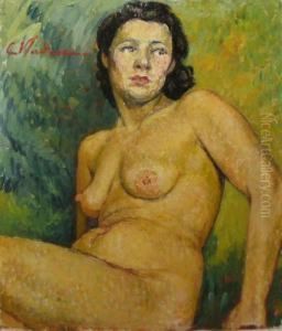 Nud Pe Fond Verde by Constantin Vladescu