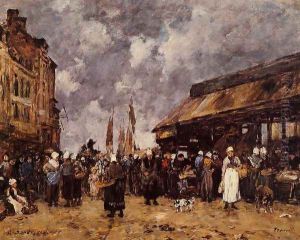 Trouville, the Fish Market by Eugene Boudin