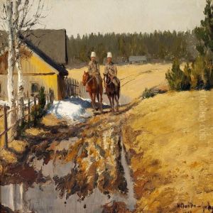 Calm Autumn Day With Two Cossacks In A Village