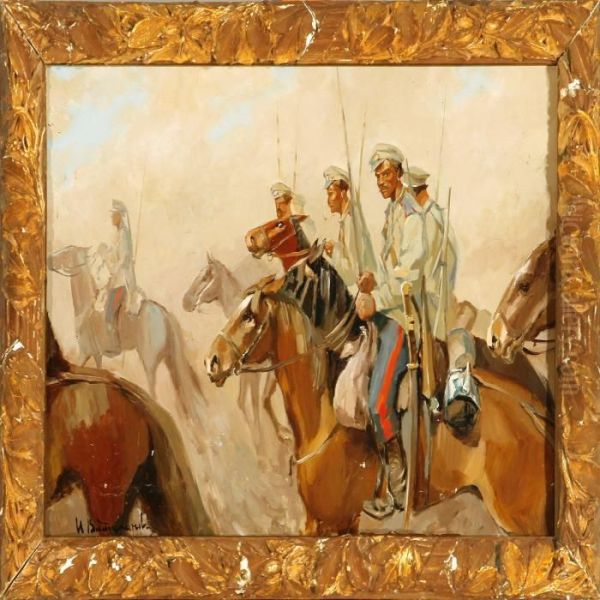 Russian Cavalry With Officers On March - view 1