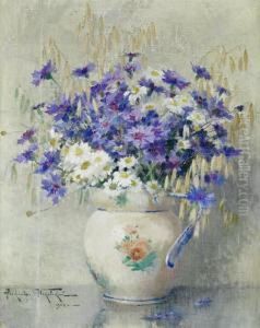 Still Life With Flowers In A Vase by Alexandr Vladimirovich Makovsky