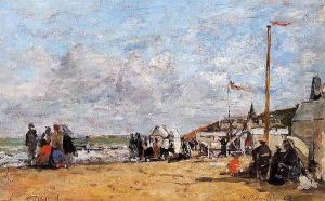 Trouville, Beach Scene I by Eugene Boudin