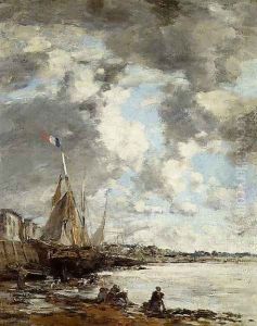 Laundresses on the Banks of the Touques XIII by Eugene Boudin