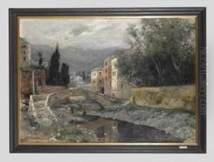 Brucke Uber Fluss. by Fritz Voellmy