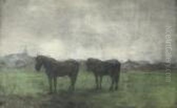 Two Horses In A Meadow, Hattem - view 1