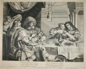 [<the Game Of Cards>], 1632. Tool Engravingafter 
Cornelis De Vos