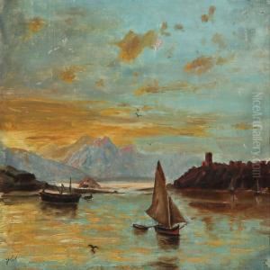 Fiord Scene With Sailing Ships