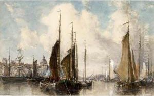 Shipping Near A Town by Johannes Gijsbert Vogel