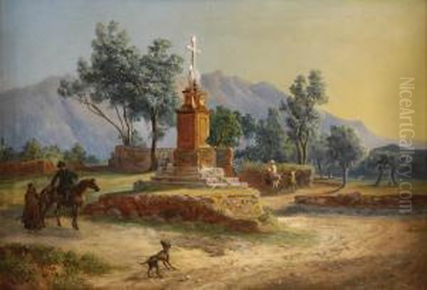 Italienische Landschaft Mit Regem Treiben. - view 1