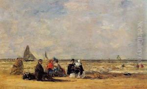 The Beach at Trouville III by Eugene Boudin