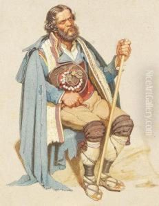 Sitzender Hirte In Tracht by Ludwig Vogel