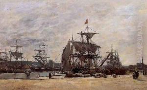 Deauville, Docked Boats by Eugene Boudin