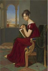 Junge Dame Mit Zeichengerat by Carl Christian Vogel von Vogelstein