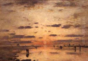 Low Tide and Sunset 1885 by Eugene Boudin