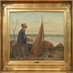 Costalscenery With Fischerman by Christian Rudolph Vogelsang