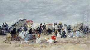 Trouville, Beach Scene VII by Eugene Boudin