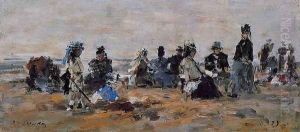 Beach Scene at Trouville, Evening by Eugene Boudin