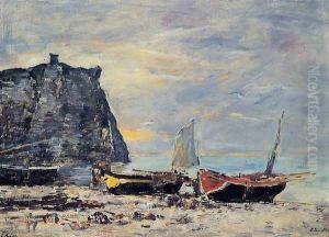 Etretat, the Cliff of Aval by Eugene Boudin