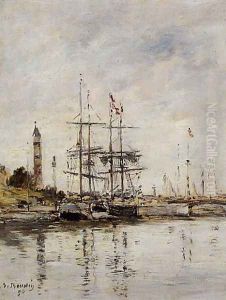 The Harbor at Deauville by Eugene Boudin