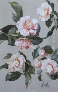 Bluhende Stockrosen by Otto Eduard Voigt