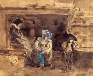 Breton Family by the Fireplace by Eugene Boudin